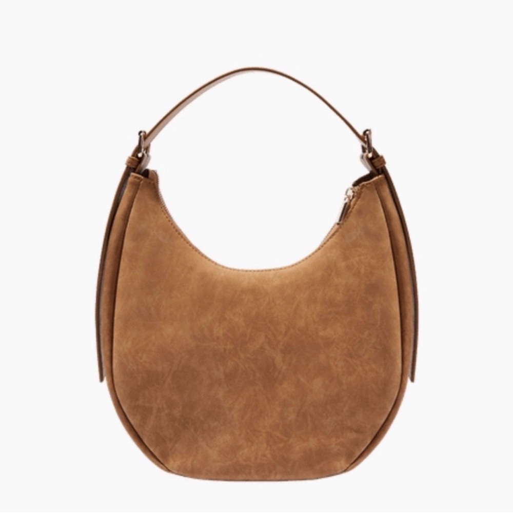 4th & Reckless Una Fur Suede Crescent Hobo Bag in Camel or Tan
